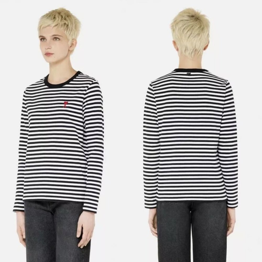 Ami Alexandre Mattiussi Mariniere Striped De Couer Shirt Medium